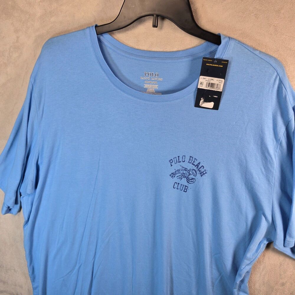 Polo Ralph Lauren Beach Club Lobster T-Shirt Blue Men's Graphic Crew Neck NWT